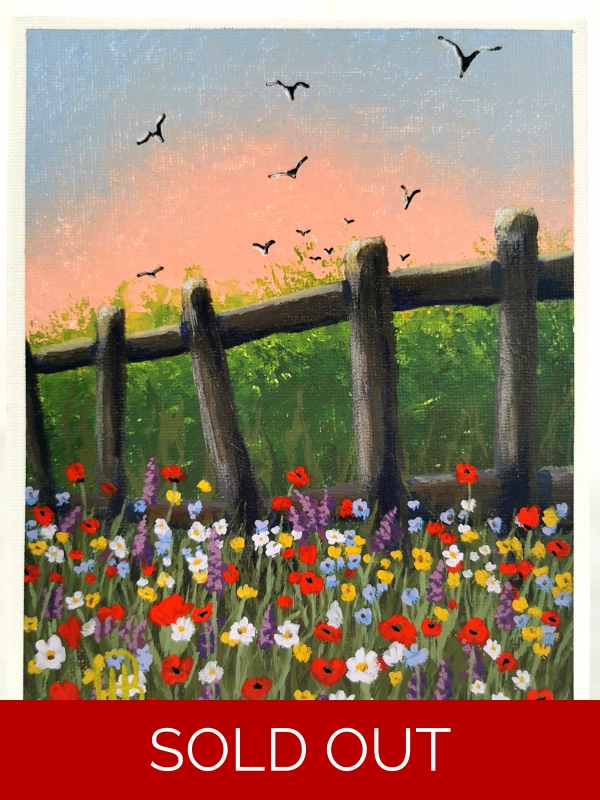 Rural Sunset, Original Acrylic Painting